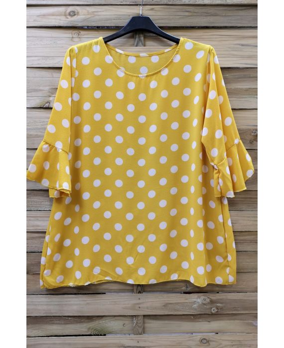 LARGE SIZE TUNIC TOP HAS POLKA DOT 0584 YELLOW