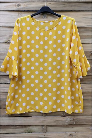 LARGE SIZE TUNIC TOP HAS POLKA DOT 0584 YELLOW