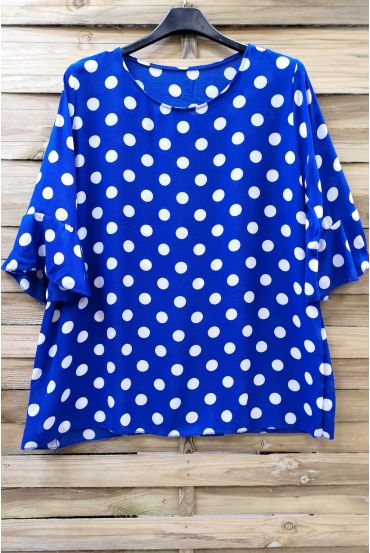 GRANDI DIMENSIONI, TOP TUNICA HA POLKA DOT 0584 BLU ROYAL