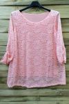 LARGE SIZE TUNIC TOP LACE 0585 PINK