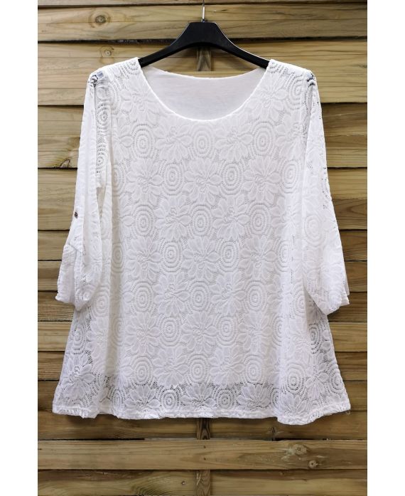 LARGE SIZE TUNIC TOP LACE 0585 WHITE