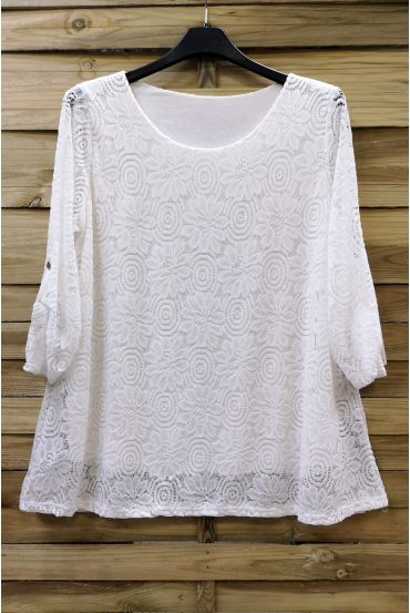 LARGE SIZE TUNIC TOP LACE 0585 WHITE