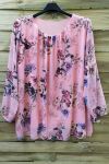 LARGE SIZE TUNIC CLOAKING FLOWERS 0586 ROSE