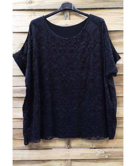 LARGE SIZE LACE TOP 0587 BLACK