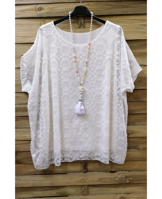 LARGE SIZE LACE TOP 0587 WHITE