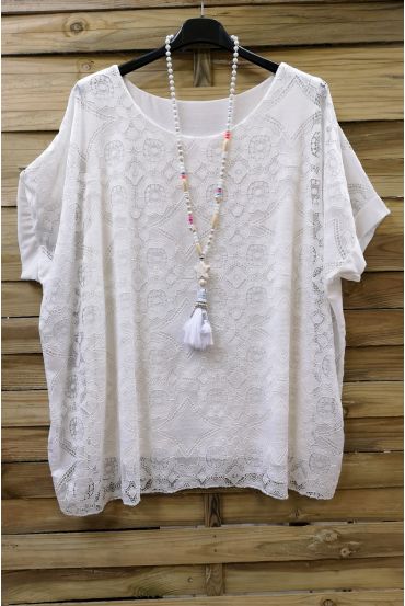 LARGE SIZE LACE TOP 0587 WHITE