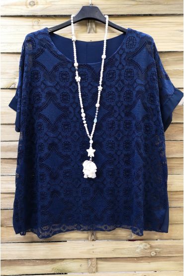 GROOT FORMAAT LACE TOP 0587 NAVY BLAUW