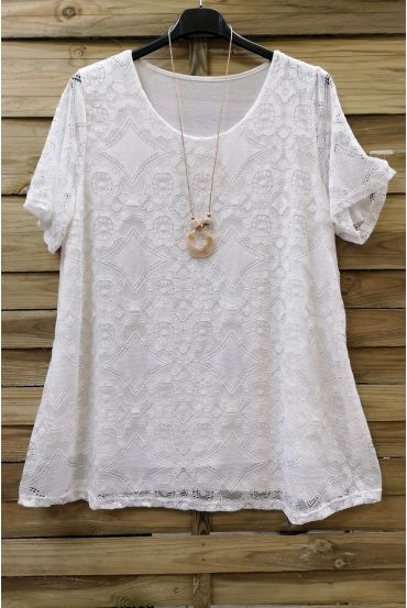 GROOT FORMAAT LACE TOP + KETTING 0588 WIT