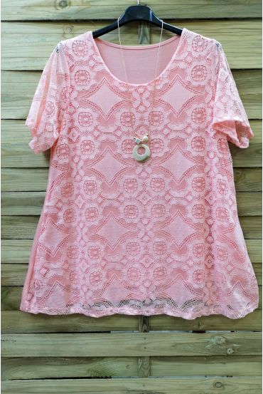 GROOT FORMAAT LACE TOP + KETTING 0588 ROSE