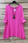 TUNIC LOOSE + NECKLACE 0593 FUSHIA