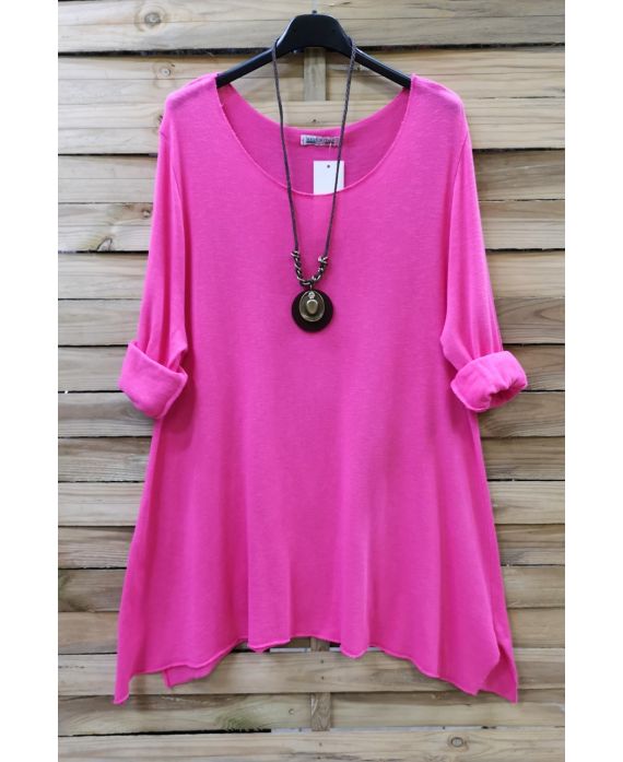 TUNIC LOOSE + NECKLACE 0593 FUSHIA