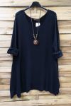 TUNIC LOOSE + NECKLACE 0593 BLACK