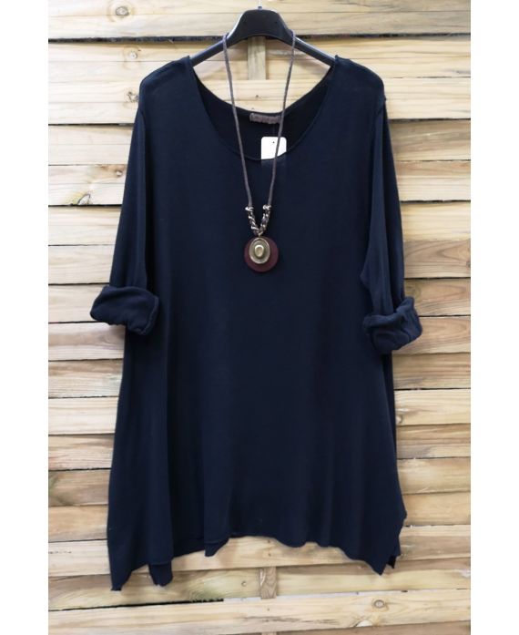 TUNIC LOOSE + NECKLACE 0593 BLACK