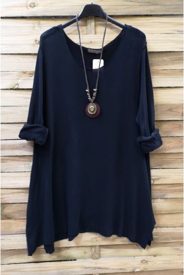 TUNIC LOOSE + NECKLACE 0593 BLACK