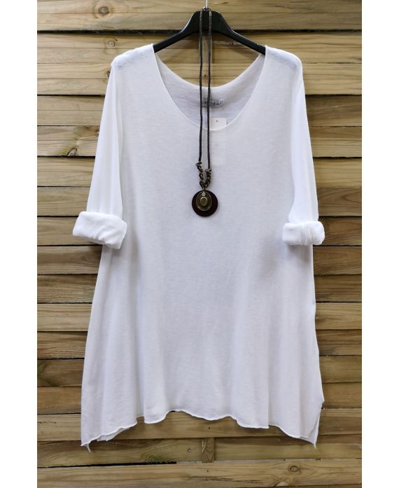 TUNIC LOOSE + NECKLACE 0593 WHITE