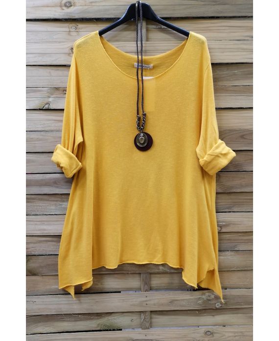 TUNIC LOOSE + NECKLACE 0593 YELLOW