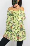 TOP PRINTS NECKLINE ELASTIQUEE 0592 GREEN ANISE