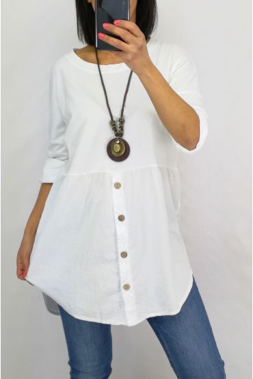 TUNIC BUTTONS + COLLAR 0589 WHITE