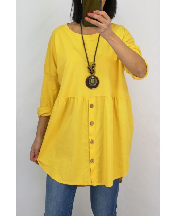 TUNIQUE BOUTONS + COLLIER 0589 JAUNE