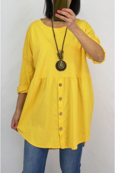 TUNIQUE BOUTONS + COLLIER 0589 JAUNE