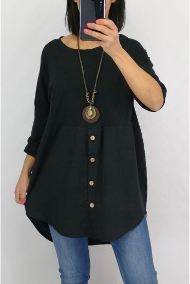 TUNIQUE BOUTONS + COLLIER 0589 NOIR