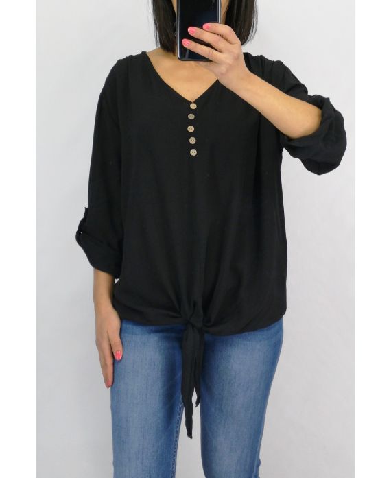 TOP HAS KNOT BUTTONS 0595 BLACK