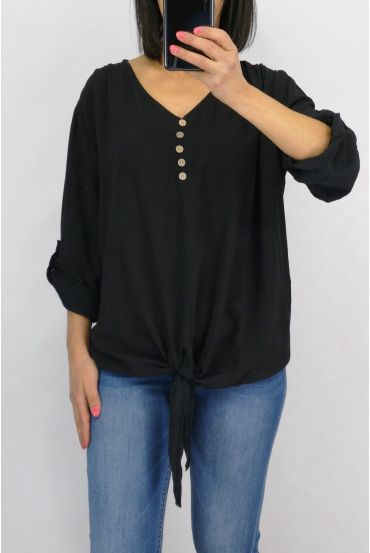 TOP HAS KNOT BUTTONS 0595 BLACK