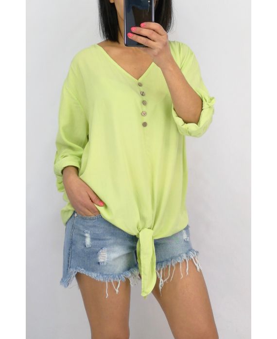 TOP HAS KNOT BUTTONS 0595 GREEN ANISE