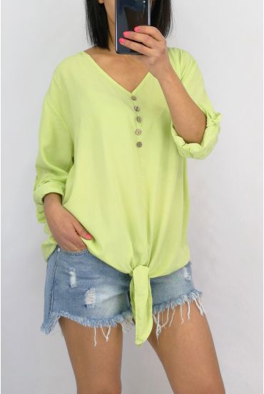 TOP HAS KNOT BUTTONS 0595 GREEN ANISE