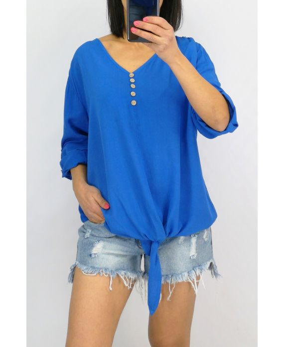 TOP HAS KNOT BUTTONS 0595 ROYAL BLUE