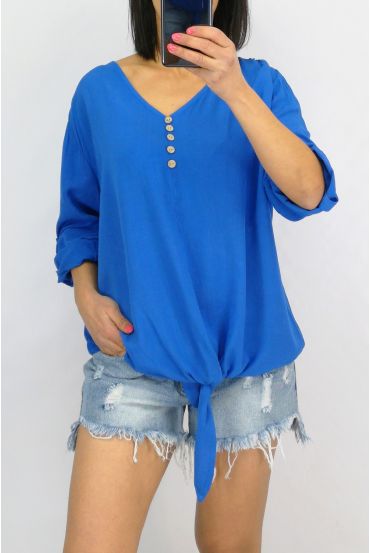 TOP HAS KNOT BUTTONS 0595 ROYAL BLUE