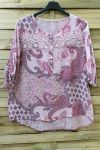 LARGE SIZE TUNIC PRINTED LACE 0596 PINK