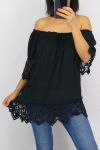 LACE TOP 0597 ZWART