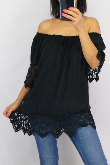 TOP DI PIZZO NERO 0597