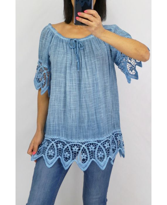 LACE TOP 0597 BLAUW