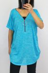 TOP NECKLINE ZIPPEE 0602 AZURE BLUE