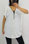 TOP SCOLLO ZIPPEE 0602 BIANCO