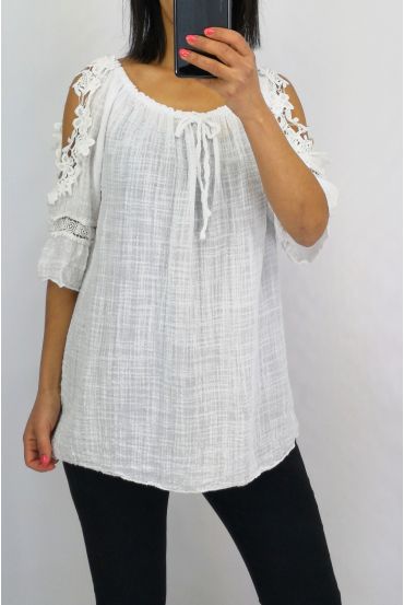 TOP SPALLE DI PIZZO 0603 BIANCO