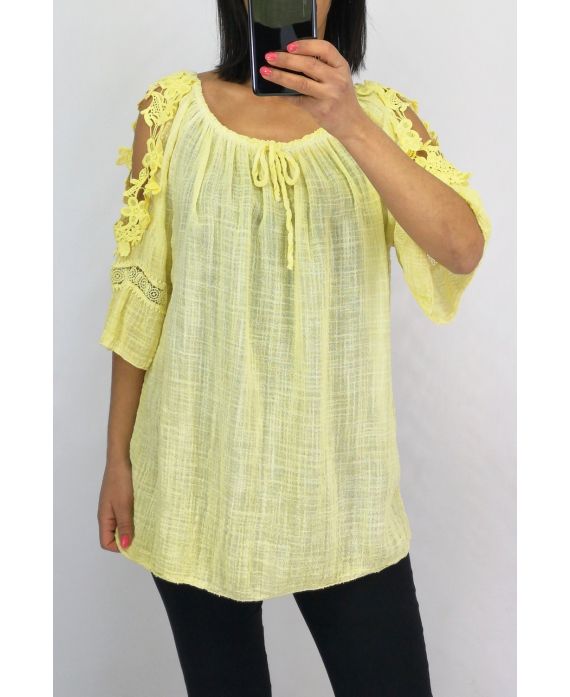 TOP SPALLE DI PIZZO 0603 GIALLO