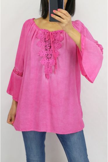 TUNIC NECKLINE LACE 0598 FUSHIA