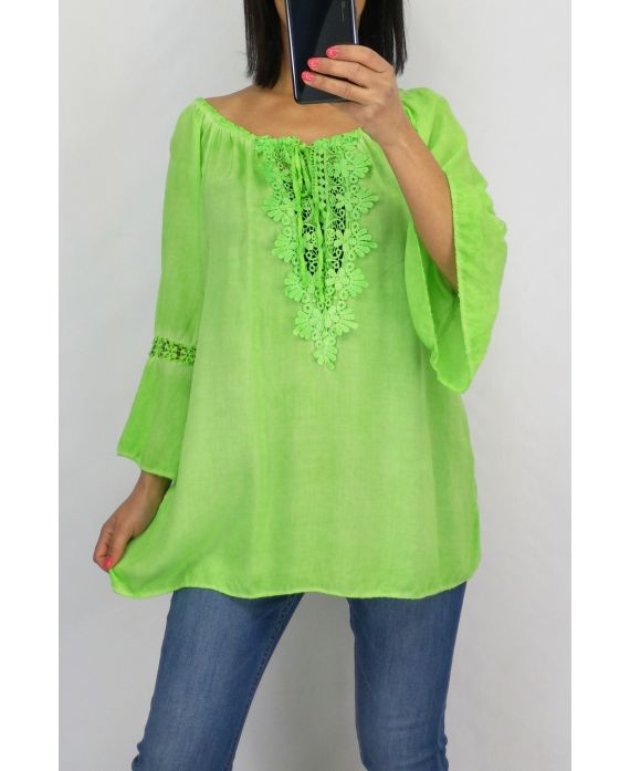 TUNIC NECKLINE LACE 0598 NEON GREEN