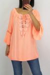 TUNICA SCOLLO IN PIZZO 0598 ARANCIO FLUO