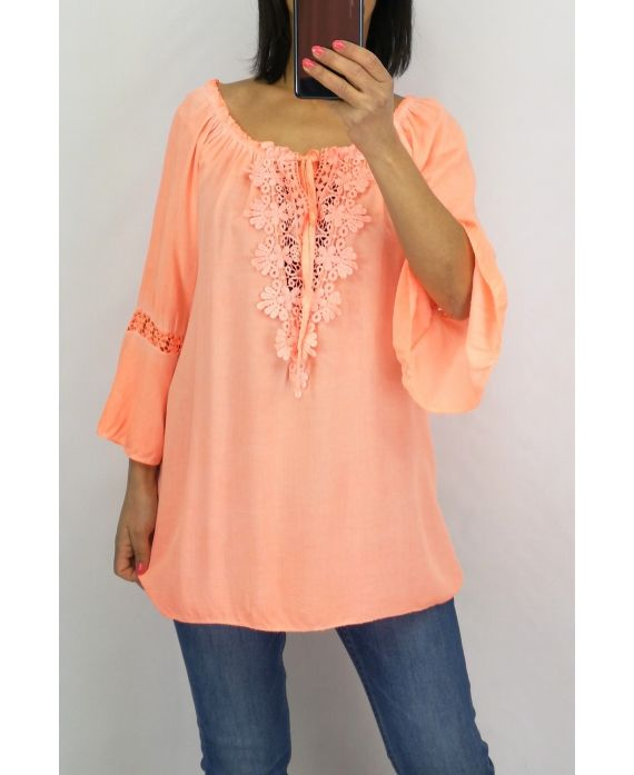 TUNIC NECKLINE LACE 0598 ORANGE FLUO