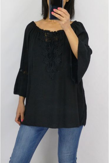 TUNIC NECKLINE LACE 0598 BLACK