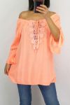 TUNIC NECKLINE LACE 0598 ORANGE FLUO