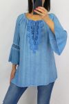 TUNIEK V-HALS KANT 0598 BLAUW