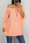 TUNIC NECKLINE LACE 0598 ORANGE FLUO