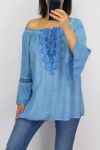 TUNIEK V-HALS KANT 0598 BLAUW