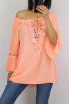 TUNIC NECKLINE LACE 0598 ORANGE FLUO