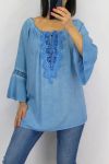 TUNIEK V-HALS KANT 0598 BLAUW